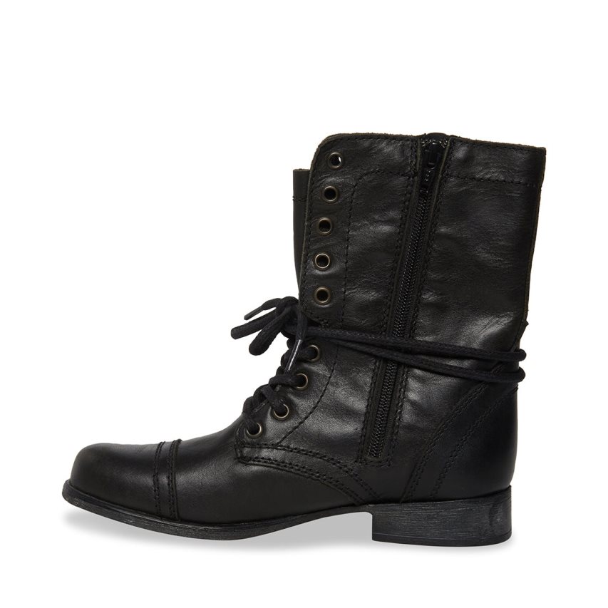 Botines Steve Madden Troopa Cuero Mujer Negras | ES RV4S82